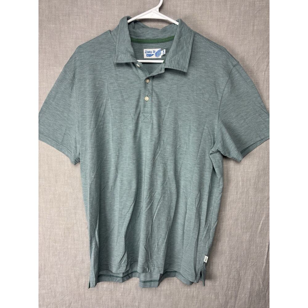 Wellen Polo Shirt Mens Large Green Seawool Stretch Performance Casual Soft